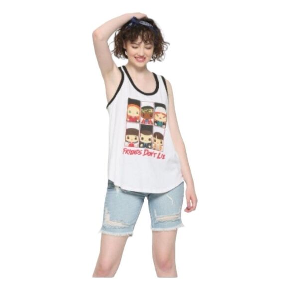 Hot Topic Tops - Hot Topic Netflix Stranger Things Chibi Graphic Tank Top White Knit Sleeveless